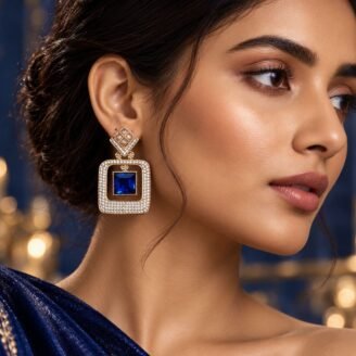 Blue AD Golden Earrings