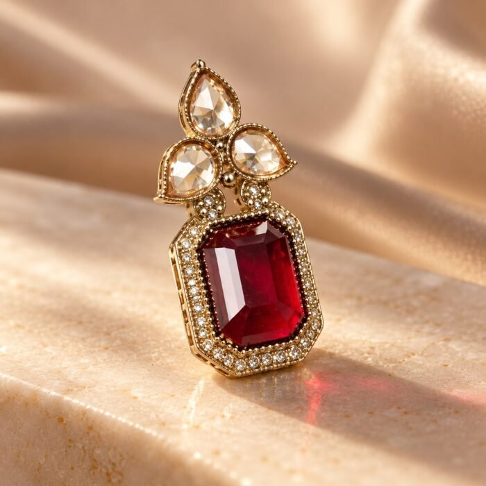 Red Tear Drop Golden Earrings Red Tear Drop Golden Earrings