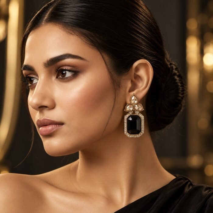 Black Tear Drop Golden Earrings Black Tear Drop Golden Earrings