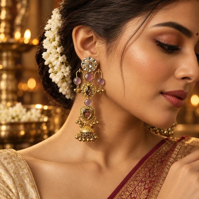 Bell Shaped Kundan Jhumka Earrings Bell Shaped Kundan Jhumka Earrings