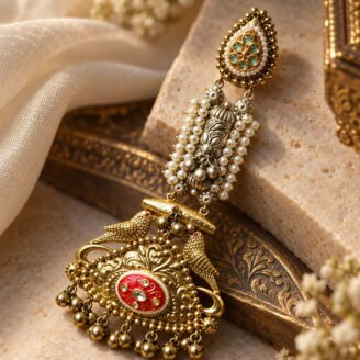 Birds & Pearls Ghungroo Earrings