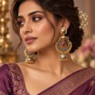 Dual Tone Ruby Kundan Earrings