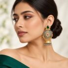 Long Dual Tone Jhumka Drop Earrings