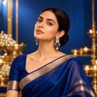 Blue Kundan Moissanite Polki Earrings