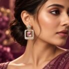 Pink AD Golden Earrings