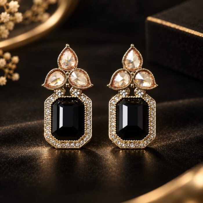 Black Tear Drop Golden Earrings Black Tear Drop Golden Earrings