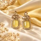 Yellow Tear Drop Golden Earrings