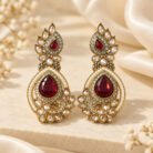 Ruby Stone AD Golden Earrings