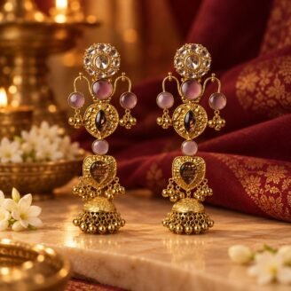 Bell Shaped Kundan Jhumka Earrings