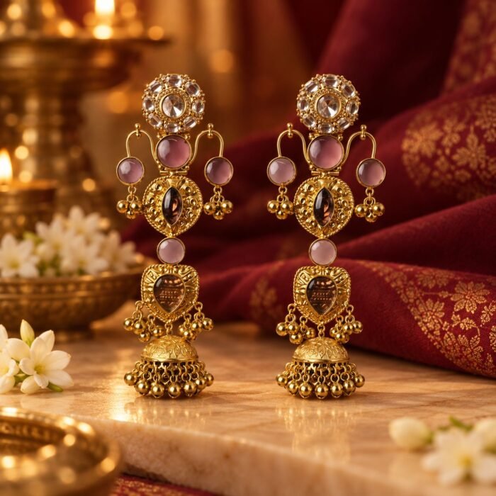 Bell Shaped Kundan Jhumka Earrings Bell Shaped Kundan Jhumka Earrings
