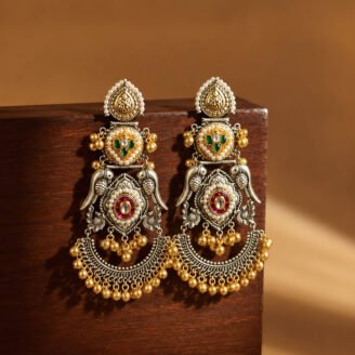 002 Long Dual Tone Chandbali Earrings