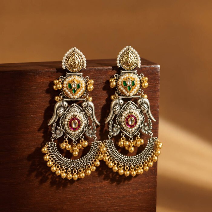 002 Long Dual Tone Chandbali Earrings