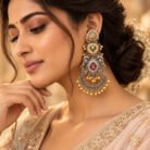 Long Dual Tone Chandbali Earrings