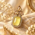 Yellow Tear Drop Golden Earrings