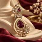 Ruby Stone AD Golden Earrings