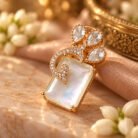 White Brooch Golden Earrings