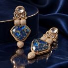 Blue Kundan Moissanite Polki Earrings