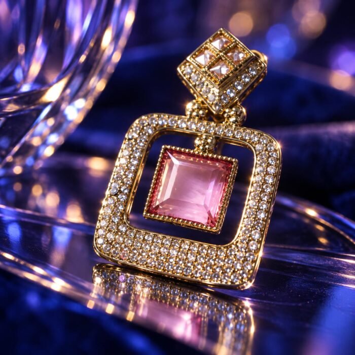 Pink AD Golden Earrings Pink AD Golden Earrings