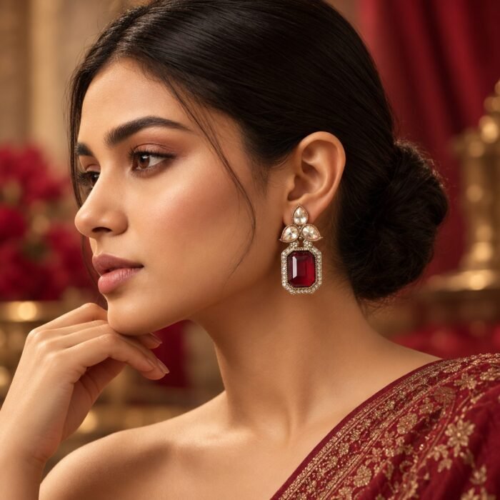 Red Tear Drop Golden Earrings Red Tear Drop Golden Earrings