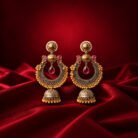 Dual Tone Ruby Kundan Earrings