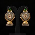 Long Dual Tone Jhumka Drop Earrings