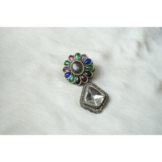 Multi Color Polki Stud Earrings