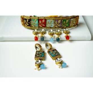 Gold-plated Pearl & Kundan Chocker Necklace Set