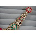 Pink & Green Pachi Kundan Passa Earrings