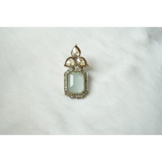 Sea Green Tear Drop Golden Earrings