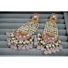 Pink Beads & Pearls Studded Kundan Passa Earrings