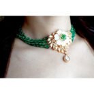 Emerald Polki Pearl Choker Necklace Set