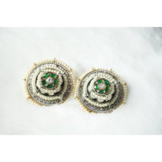 Green Jadau Kundan Earrings