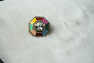 Multi Color Enamel Kundan Stud Earrings