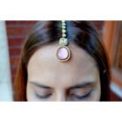 Pink Stoned AD Maang Tikka