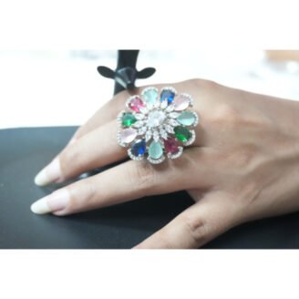 Multi-Color Floral AD Ring