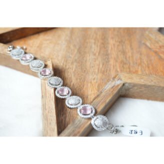 Pink & Silver Oval Bracelet