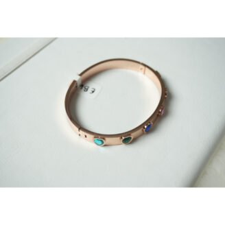 Rose Gold Dappled Heart Bangle Bracelet
