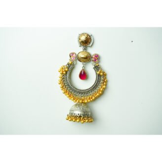 Dual Tone Ruby Kundan Earrings