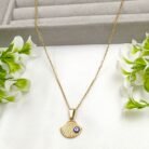 22k Gold Plated Chain Necklace with Seashell Evil Eye Pendant