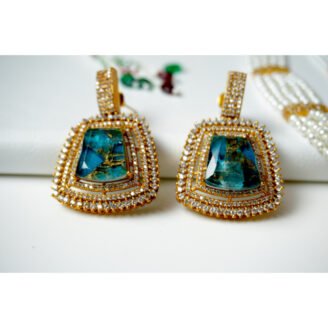 Victorian Marble Stone Polki Necklace Set
