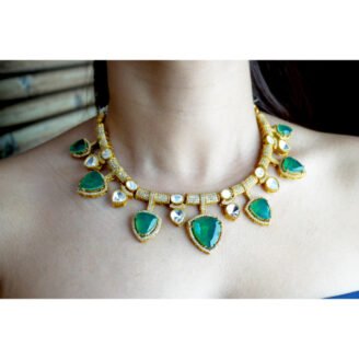 Emerald Polki Victorian Necklace Set