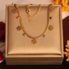 22k Gold Plated Flower Charms with Multi Colour Zirconia Snake Chain Necklace