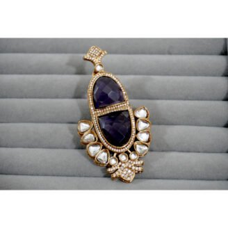 Purple Stone Kundan Polki Earrings
