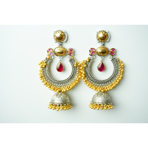 14PbY0l8_7W-FncWl2iDVkPUoJMzs8cQm.jpg Dual Tone Ruby Kundan Earrings