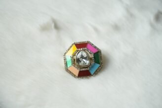 Multi Color Enamel Kundan Stud Earrings