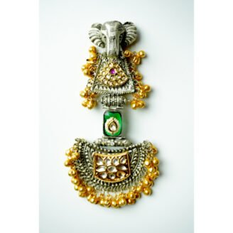 Long Dual Tone Elephant Polki Kundan Earrings