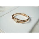 Rose Gold Floral Charm Bangle Bracelet