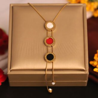 22k Gold Plated Premium Necklace with Multicolour Circular Charm