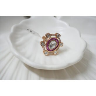 Pink Uncut Polki Ring