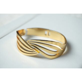 Gold Cut Wave Cuff Bracelet